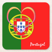 Portugiesische Flagge & Herz - Portugal /Sportfans Rechteckiger Pappuntersetzer (Vorderseite)
