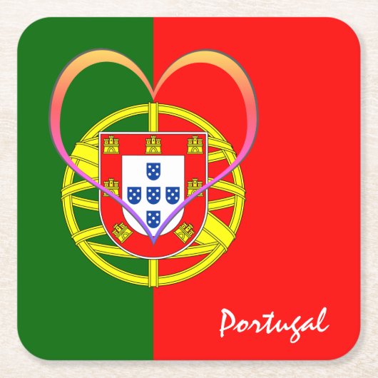 Portugiesische Flagge & Herz - Portugal /Sportfans Rechteckiger Pappuntersetzer (Vorderseite)