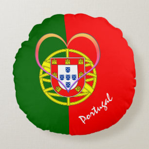 Portugiesische Flagge & Herz - Portugal/Sportfans Rundes Kissen