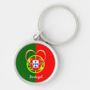 Portugiesische Flagge & Herz - Portugal /Sportfans Schlüsselanhänger
