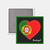 Portugiesische Flagge & Herz, Portugal - Urlaub /S Magnet (Vorderseite/Rückseite)