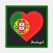 Portugiesische Flagge & Herz, Portugal - Urlaub /S Magnet (Vorne)