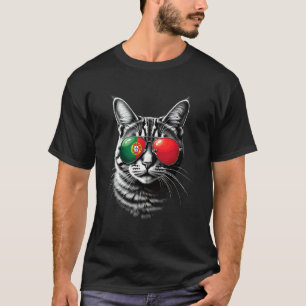 Portugiesische Flagge Katzen Gesicht Sonnenbrille T-Shirt