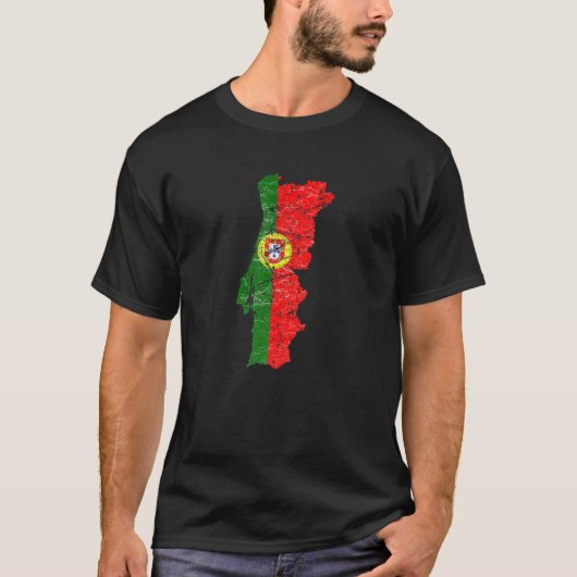 Portugiesische Flagge mit portugiesischer Landkart T-Shirt (Vorderseite)