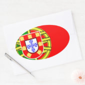 portugiesische Flagge Ovaler Aufkleber (Umschlag)