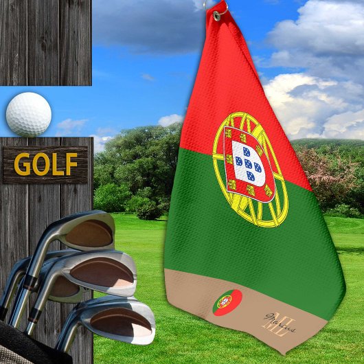 Portugiesische Flagge & Portugal mit Monogramm Gol Golfhandtuch
