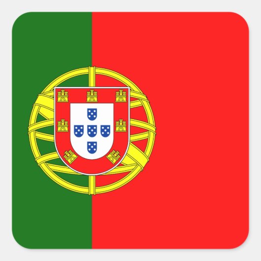 Portugiesische Flagge Quadratischer Aufkleber (Vorderseite)