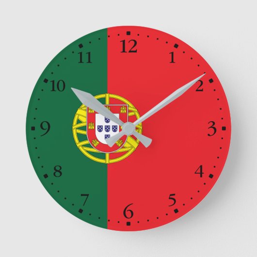 portugiesische Flagge Runde Wanduhr (Vorderseite)