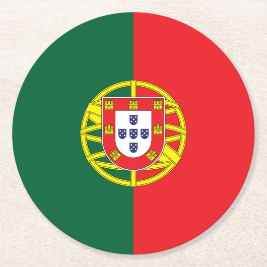 portugiesische Flagge Runder Pappuntersetzer (Vorderseite)