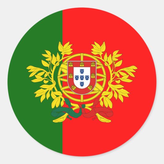 Portugiesische Flagge und Wappen, Flagge Portugals Runder Aufkleber (Vorderseite)