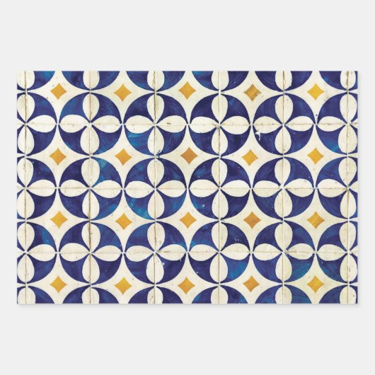 Portugiesische Flies - Azulejo-Muster Geschenkpapier Set (Vorderseite)
