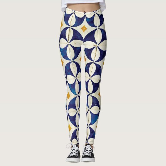Portugiesische Flies - Azulejo-Muster Leggings (Vorderseite)