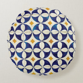 Portugiesische Flies - Azulejo-Muster Rundes Kissen