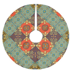 Portugiesische Flies Talavera Style Muster Polyester Weihnachtsbaumdecke