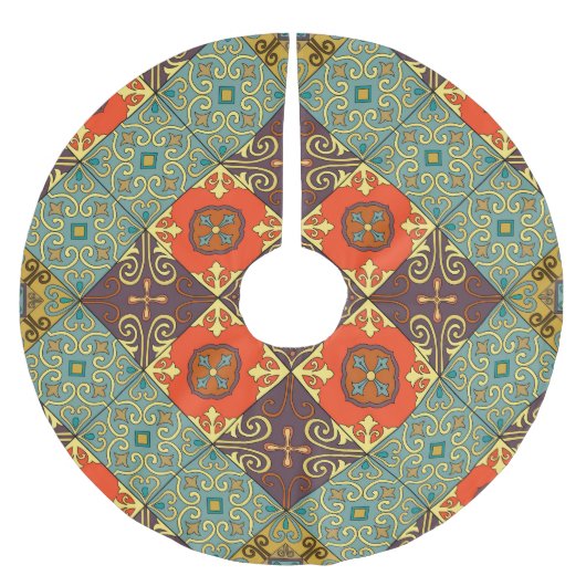 Portugiesische Flies Talavera Style Muster Polyester Weihnachtsbaumdecke (Vorderseite)