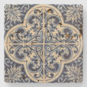 Portugiesische Fliese inspiriert Steinuntersetzer (Vorderseite)