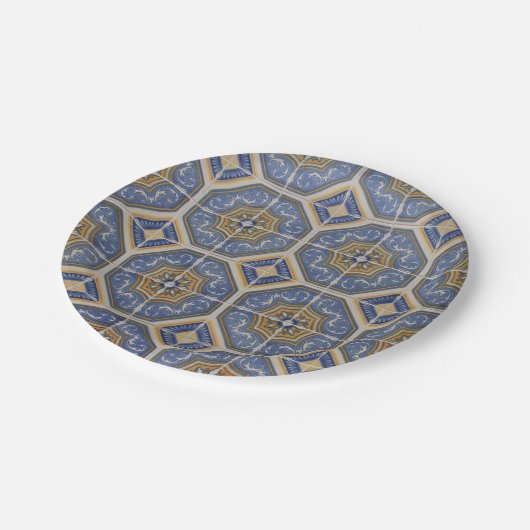 Portugiesische Fliese Pappteller (Schrägansicht)