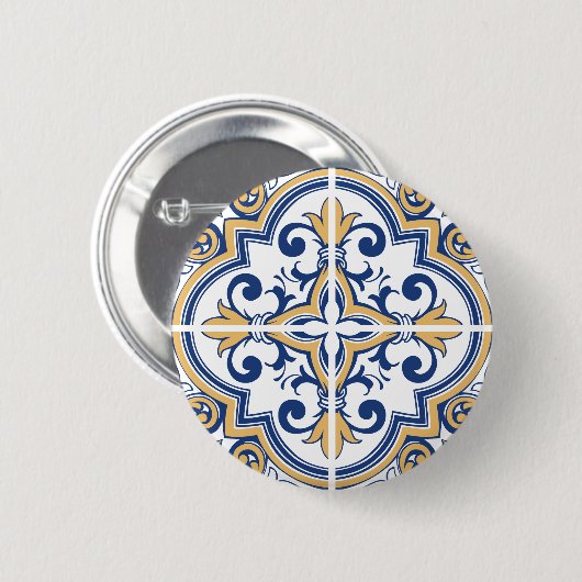 Portugiesische Fliesen 1 Button (Vorne & Hinten)
