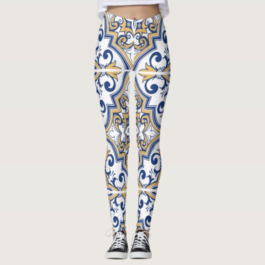 Portugiesische Fliesen 1 Leggings (Vorderseite)