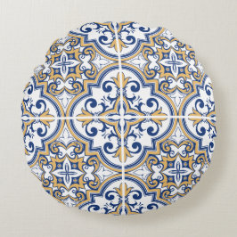 Portugiesische Fliesen 1 Rundes Kissen