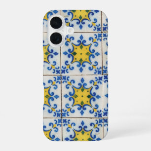 Portugiesische Fliesen - Azulejo Blau-Gelb-Muster iPhone 16 Hülle