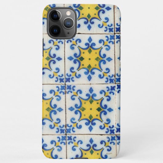 Portugiesische Fliesen - Azulejo Blau- und Gelbmus iPhone Hülle (Rückseite)