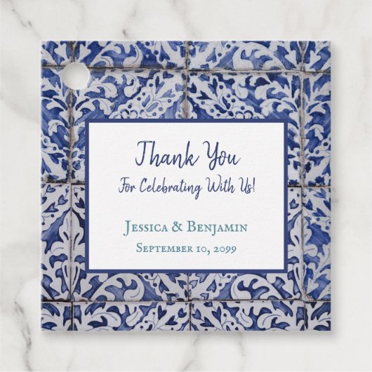 Portugiesische Fliesen - Azulejo Floral Geschenkanhänger (Vorderseite)