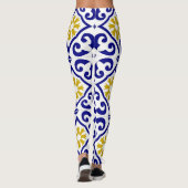 Portugiesische Fliesen Azulejo Pattern Yoga Pants  Leggings (Rückseite)