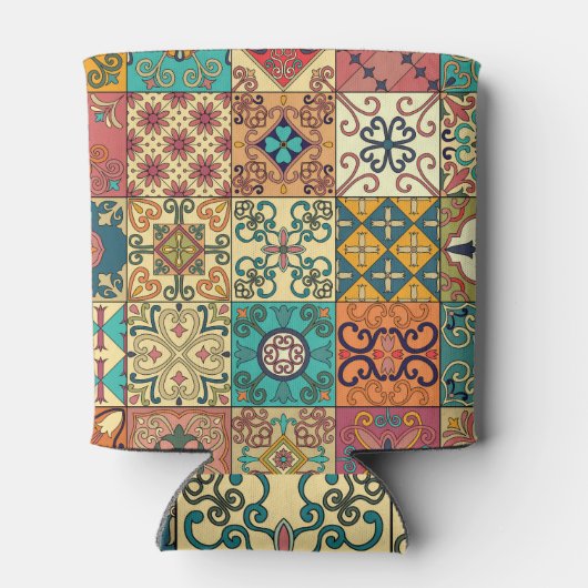 Portugiesische Fliesen: Azulejo Stil nahtlos Muste Dosenkühler (Rückseite)