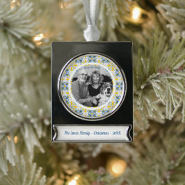 Portugiesische Fliesen Foto Rahmen für Wiedersehen Banner-Ornament Silber