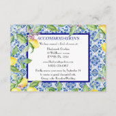 Portugiesische Fliesen Lemons Hochzeitsunterkünfte Begleitkarte (Vorderseite)