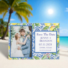 Portugiesische Fliesen Lemons White Foto Hochzeit Save The Date