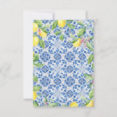Portugiesische Fliesen Lemons White Mediterranean  RSVP Karte (Rückseite)