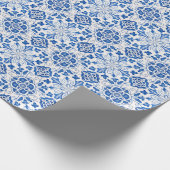 Portugiesische Fliesen mediterrane Blüten Geschenkpapier (Ecke)