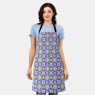 Portugiesische Fliesen Mittelmeer Blau Floral Schürze