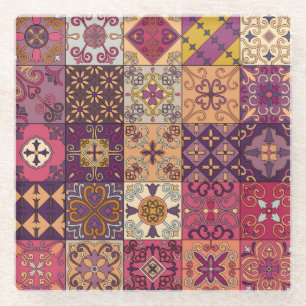 Portugiesische Fliesen: Talavera-Stil-Muster. Glasuntersetzer