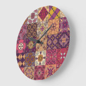 Portugiesische Fliesen: Talavera Stil Muster. Große Wanduhr (Winkel)