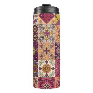 Portugiesische Fliesen: Talavera-Stil-Muster. Thermosbecher