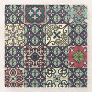 Portugiesische Fliesen: Talavera Style Nahtlos Glasuntersetzer