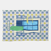 Portugiesische Fliesen und Fensterbalkon mit Vogel Geschirrtuch (Horizontal)