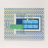 Portugiesische Fliesen und Fensterbalkon mit Vogel Puzzle (Horizontal)