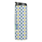 Portugiesische Fliesen und Fensterbalkon mit Vogel Thermosbecher (Nach rechts gedreht)