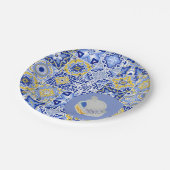 Portugiesische Fliesen und Sardinen Pappteller (Schrägansicht)