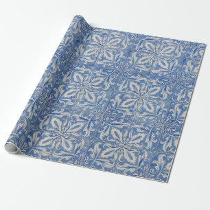Portugiesische Fliesen Vintage Azulejos Blau Weiß  Geschenkpapier