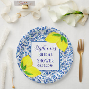 Portugiesische Fliesen Zitrone Mediterrane Brautpa Pappteller