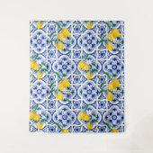 Portugiesische Fliesen, Zitronen, Früchte, Sommerk Wandteppich (Vorderseite)