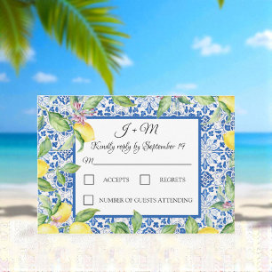 Portugiesische Fliesen Zitronen Weiße Mediterrane RSVP Karte