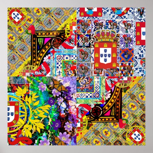 Portugiesische Folkart-Entwürfe Poster (Vorne)