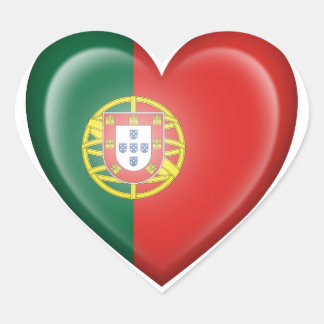Portugiesische Herzenflagge auf Weiß Herz-Aufkleber