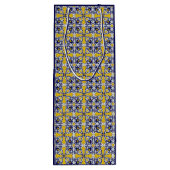 Portugiesische Kacheln in blau und gelb für Weihna Geschenktüte Für Weinflaschen (Rückseite)